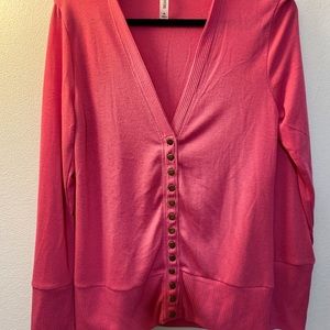 Beautiful pink Zenana v-neck button down cardigan.